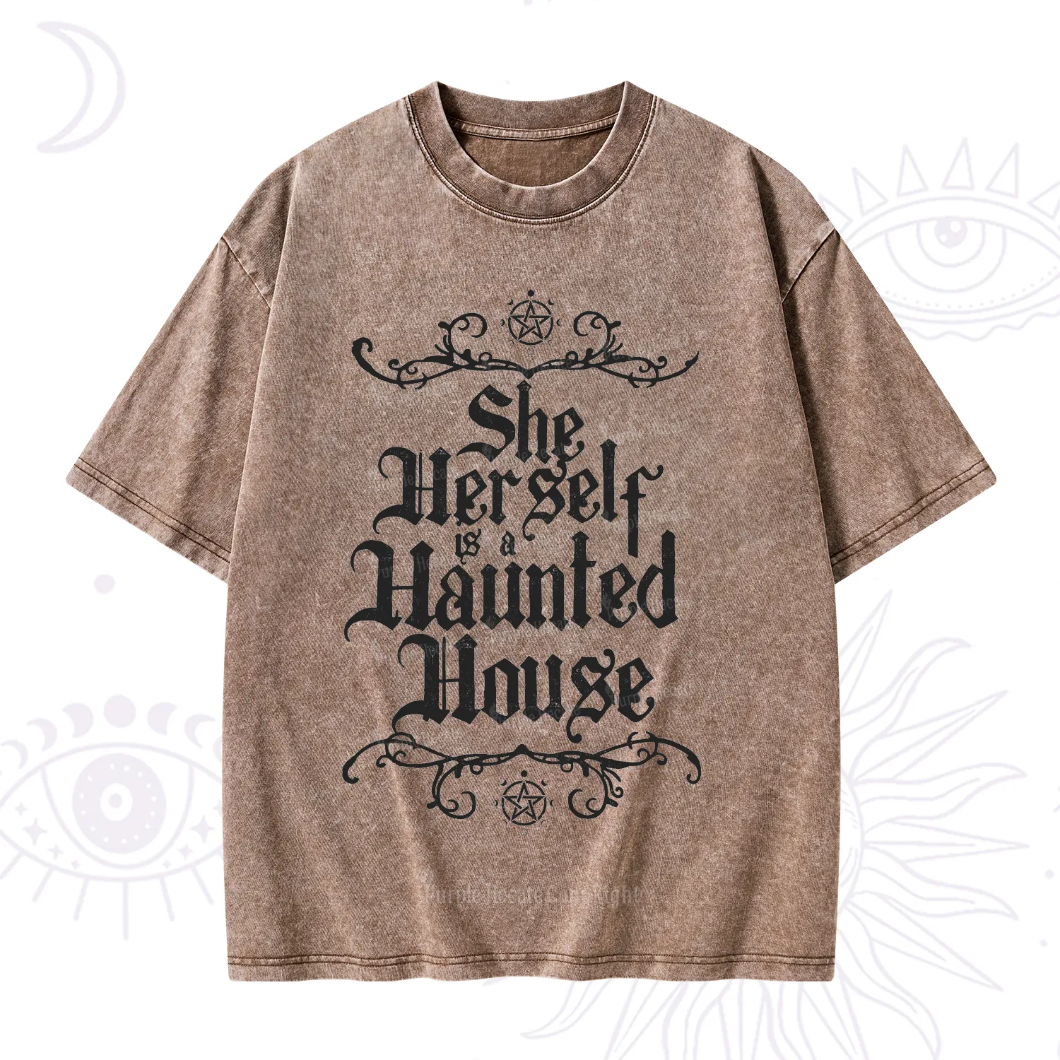 Purplehecate She Herself is a Haunted House Washed T-Shirt