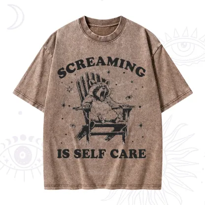 Purplehecate Screaming is Self Care Washed T-Shirt