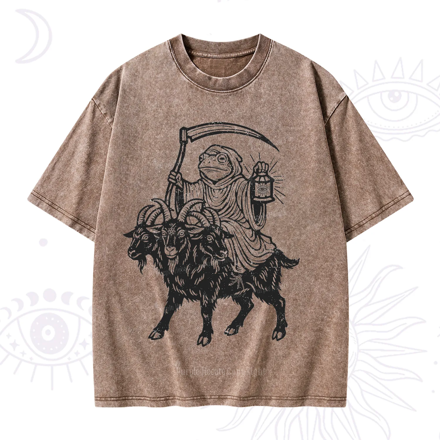 Purplehecate Death Frog Goat Rider Washed T-Shirt
