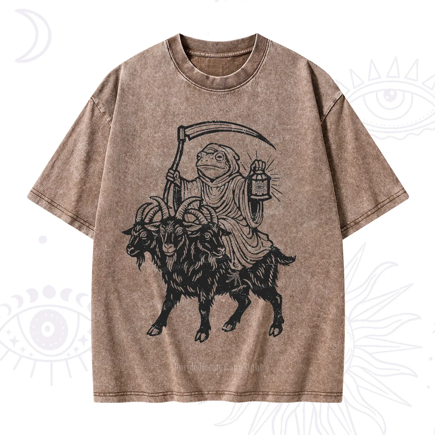 Purplehecate Death Frog Goat Rider Washed T-Shirt
