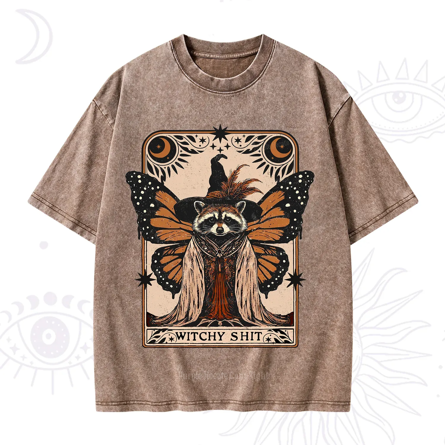 Purplehecate Witchy Shit Raccoon Washed T-Shirt