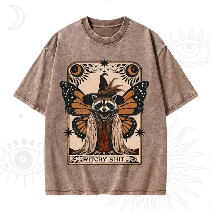 Purplehecate Witchy Shit Raccoon Washed T-Shirt