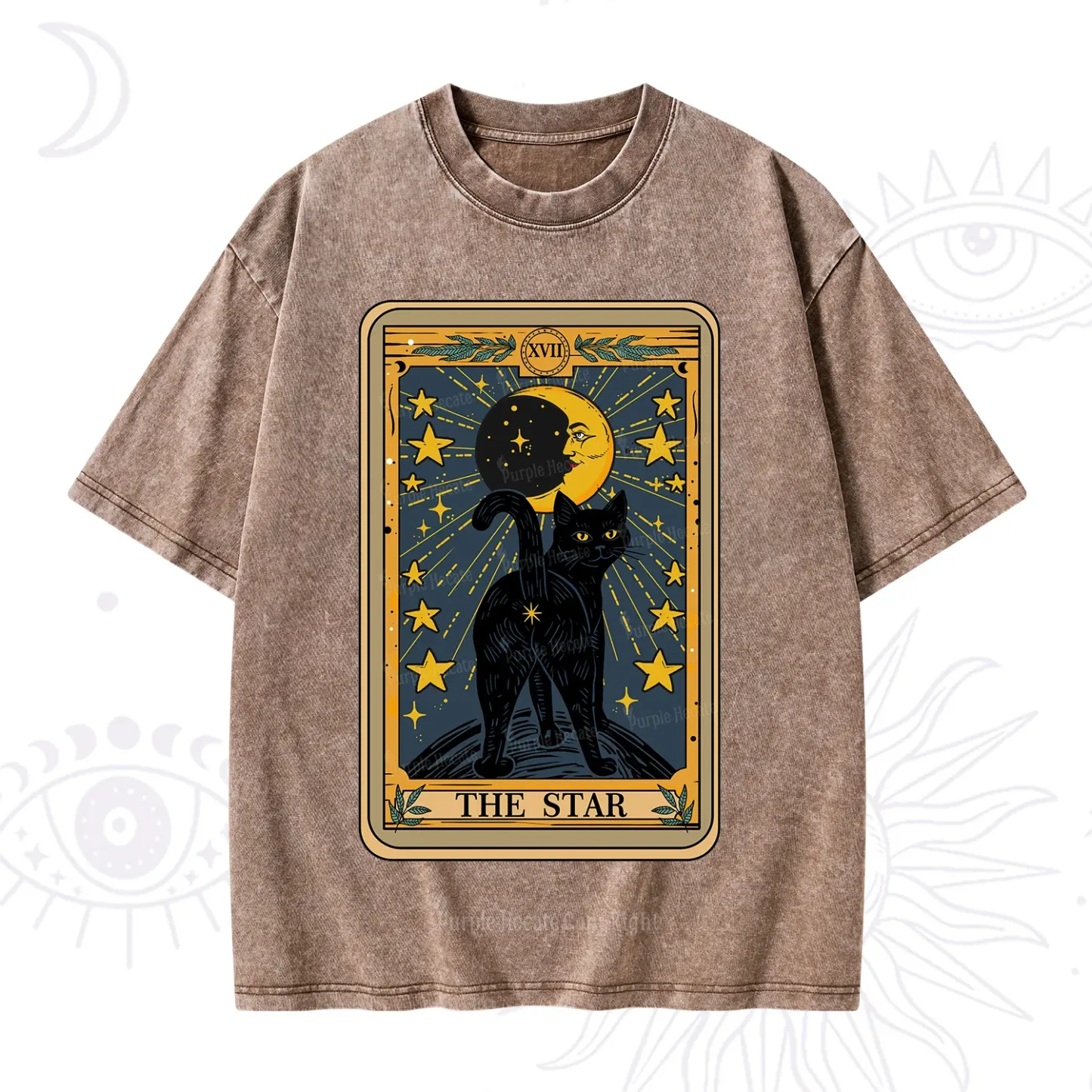 Purplehecate The Star Tarot Cat Washed T-Shirt