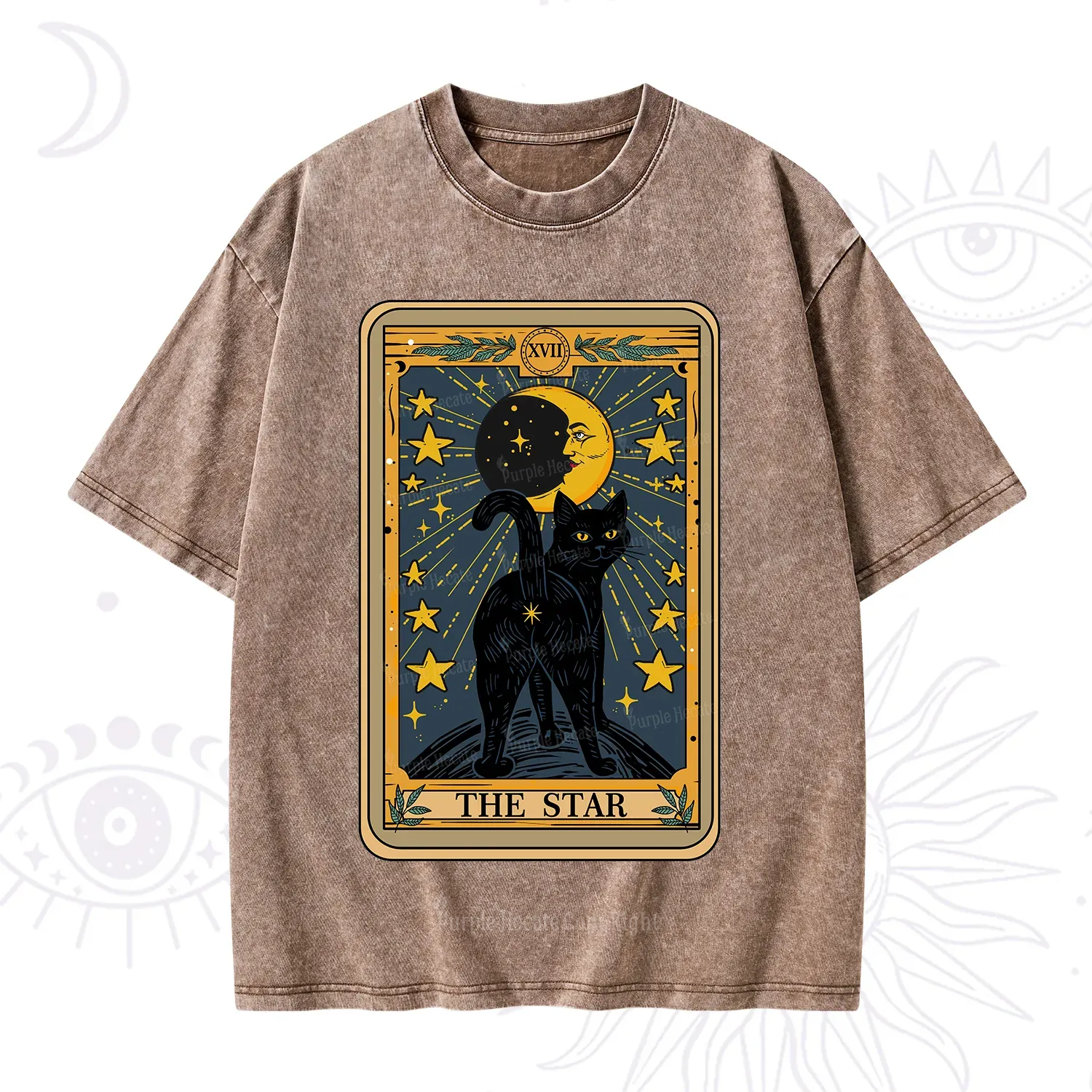 Purplehecate The Star Tarot Cat Washed T-Shirt