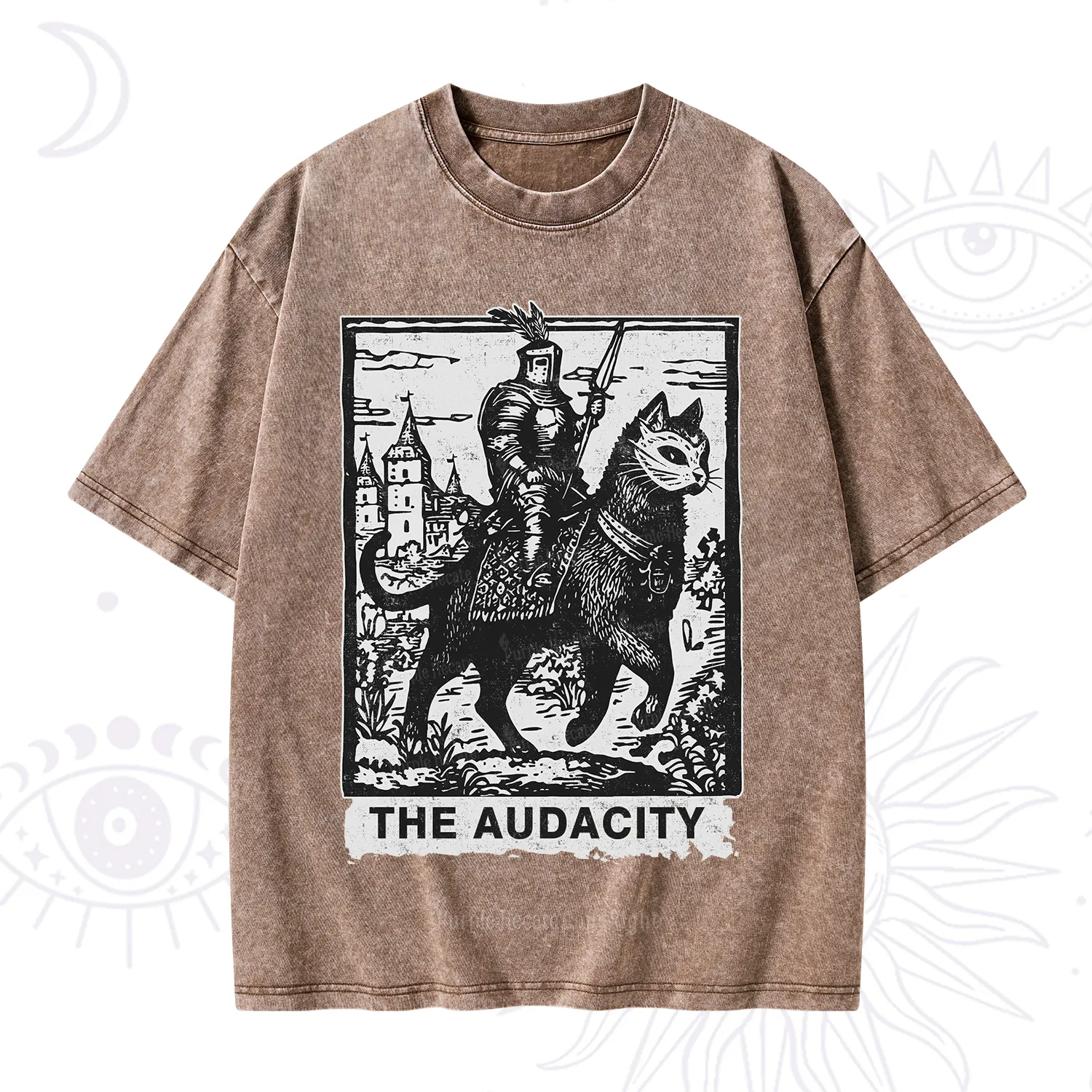 Purplehecate The Audacity Knight Cat Washed T-Shirt