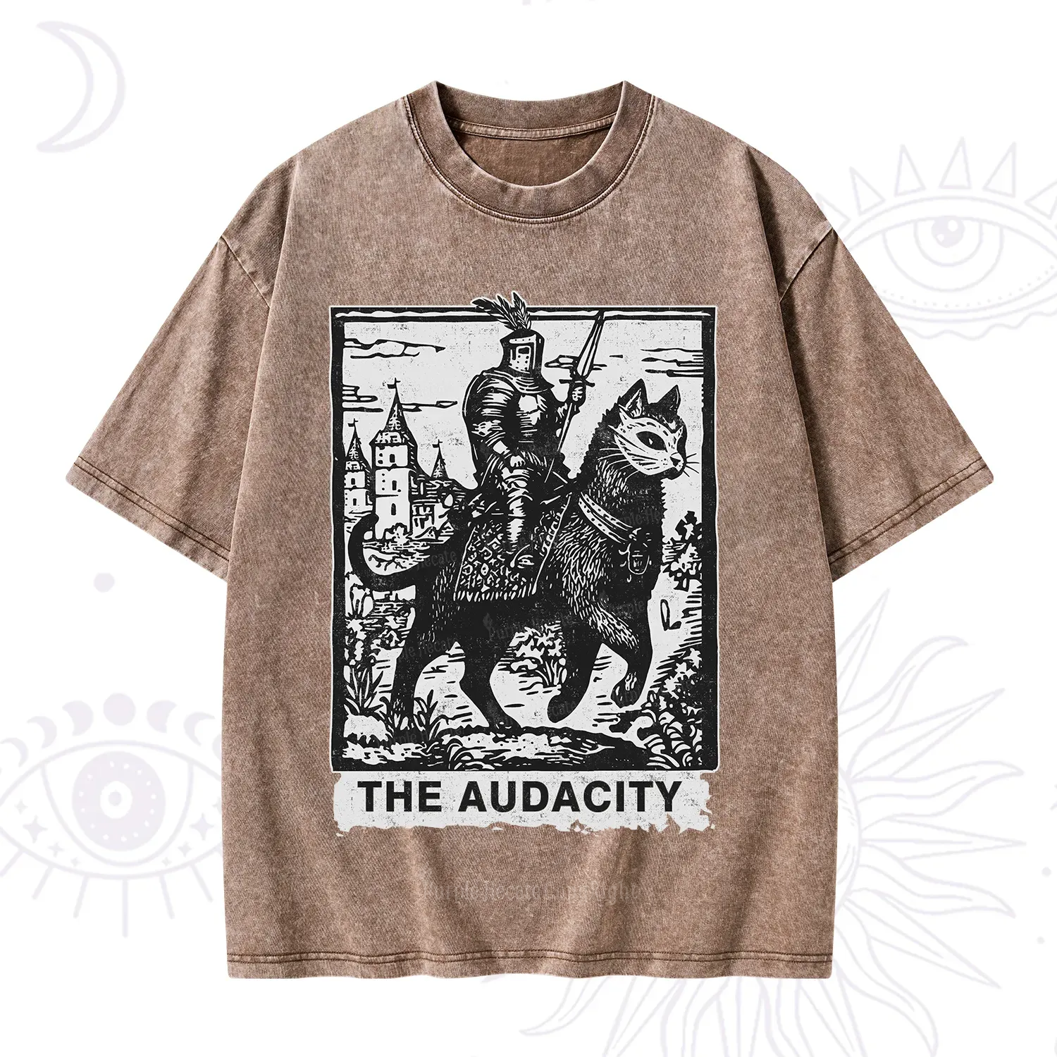 Purplehecate The Audacity Knight Cat Washed T-Shirt