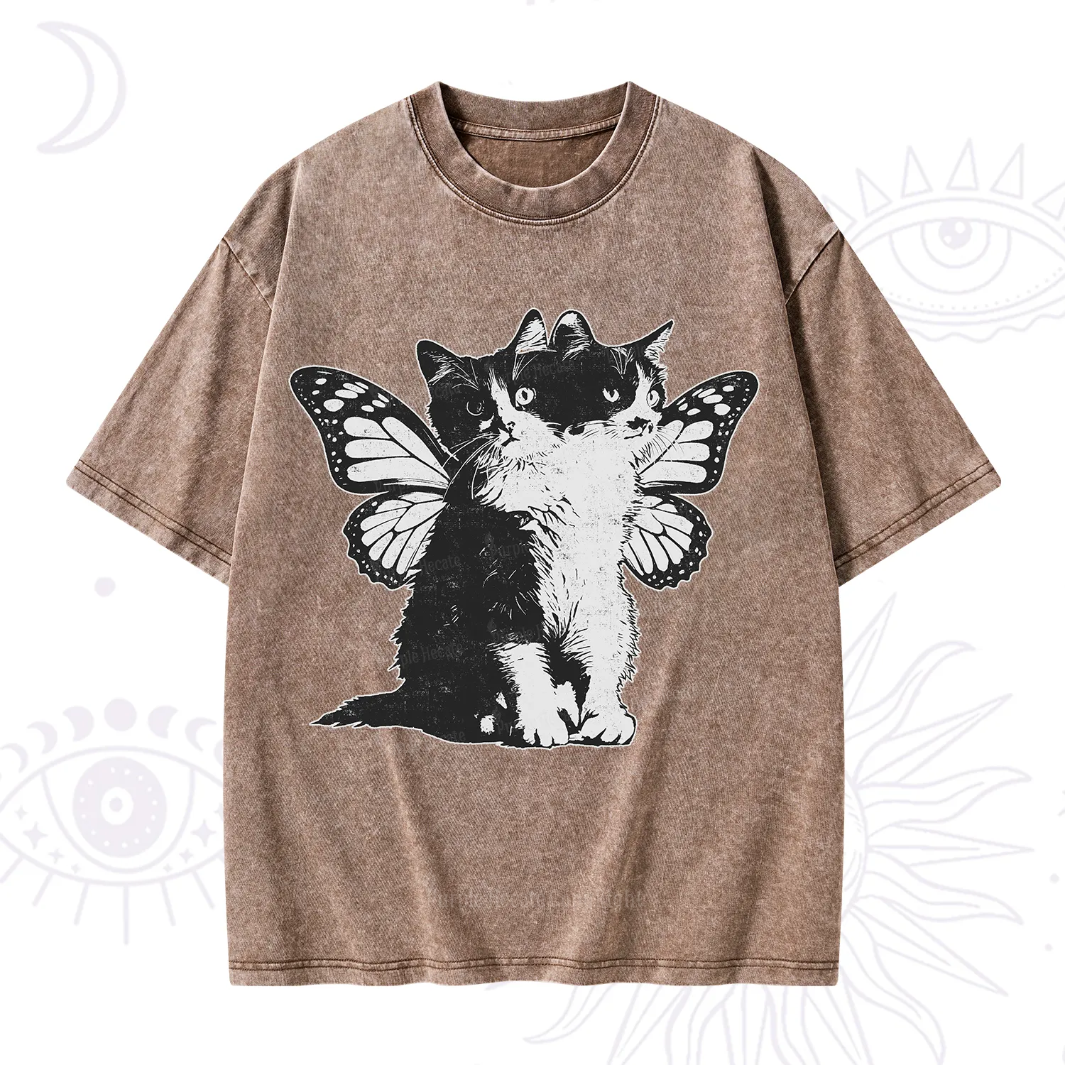 Purplehecate Mystery Butterfly Cat Washed T-Shirt
