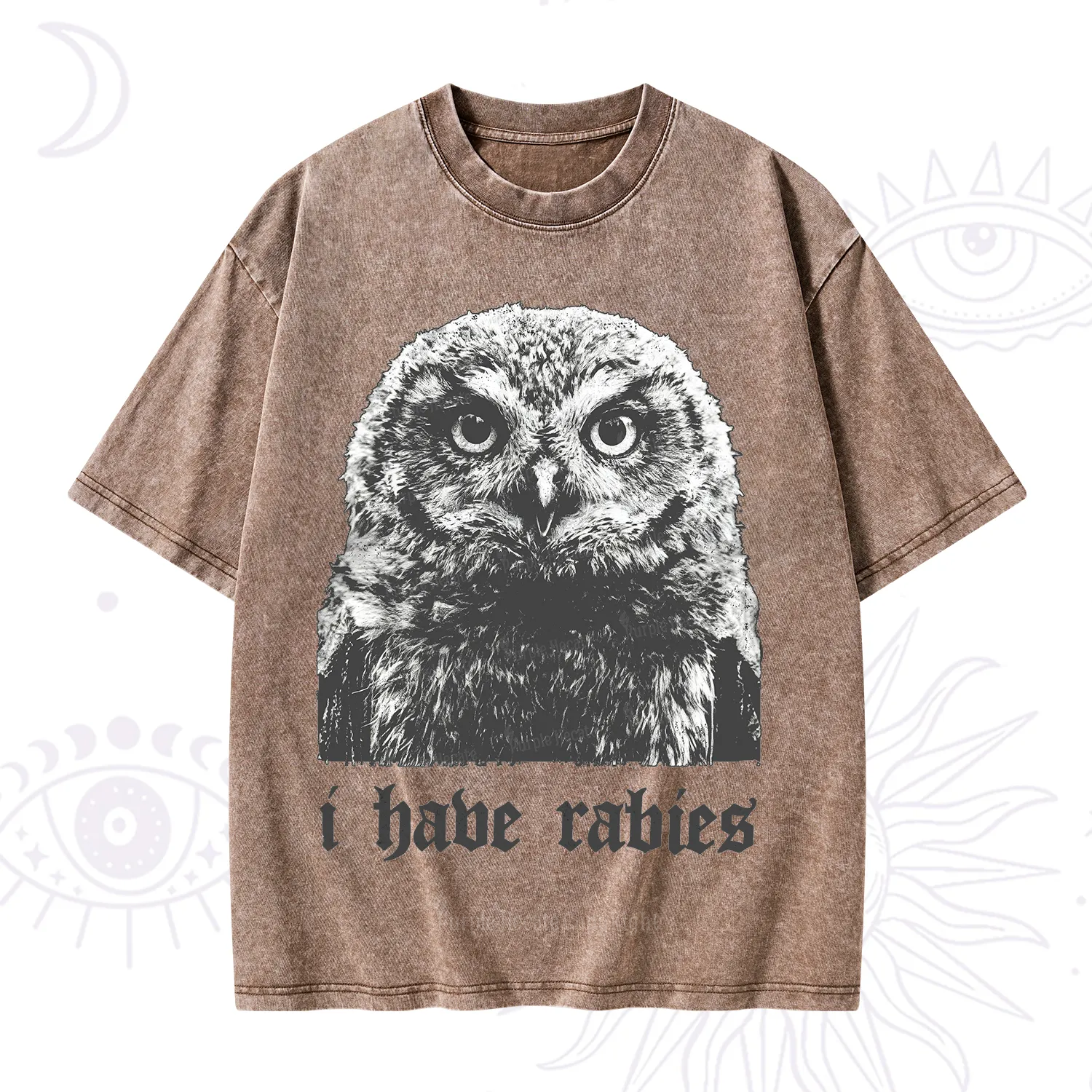 Purplehecate I Have Rabies Owl Washed T-Shirt