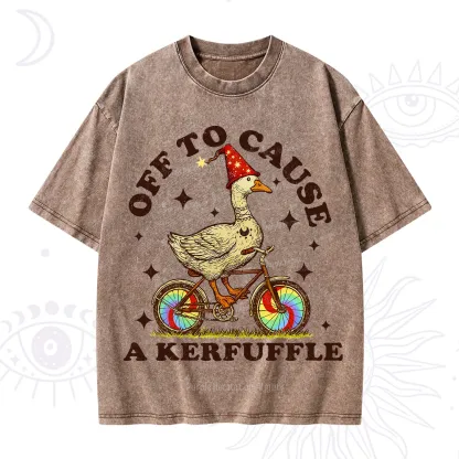 Purplehecate Off to Cause a Kerfuffle Goose Washed T-Shirt