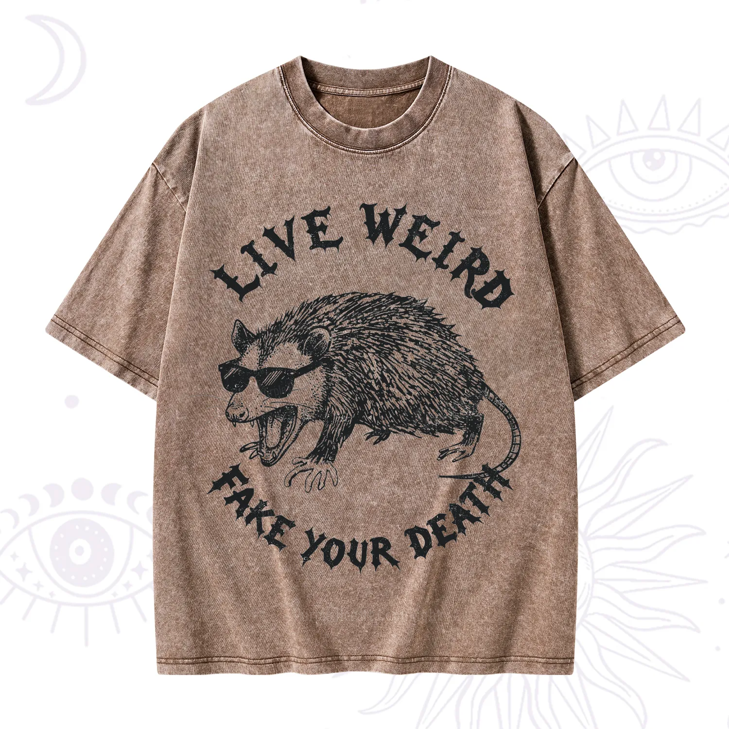 Purplehecate Live Weird Fake Your Death Silly Opossum Washed T-Shirt