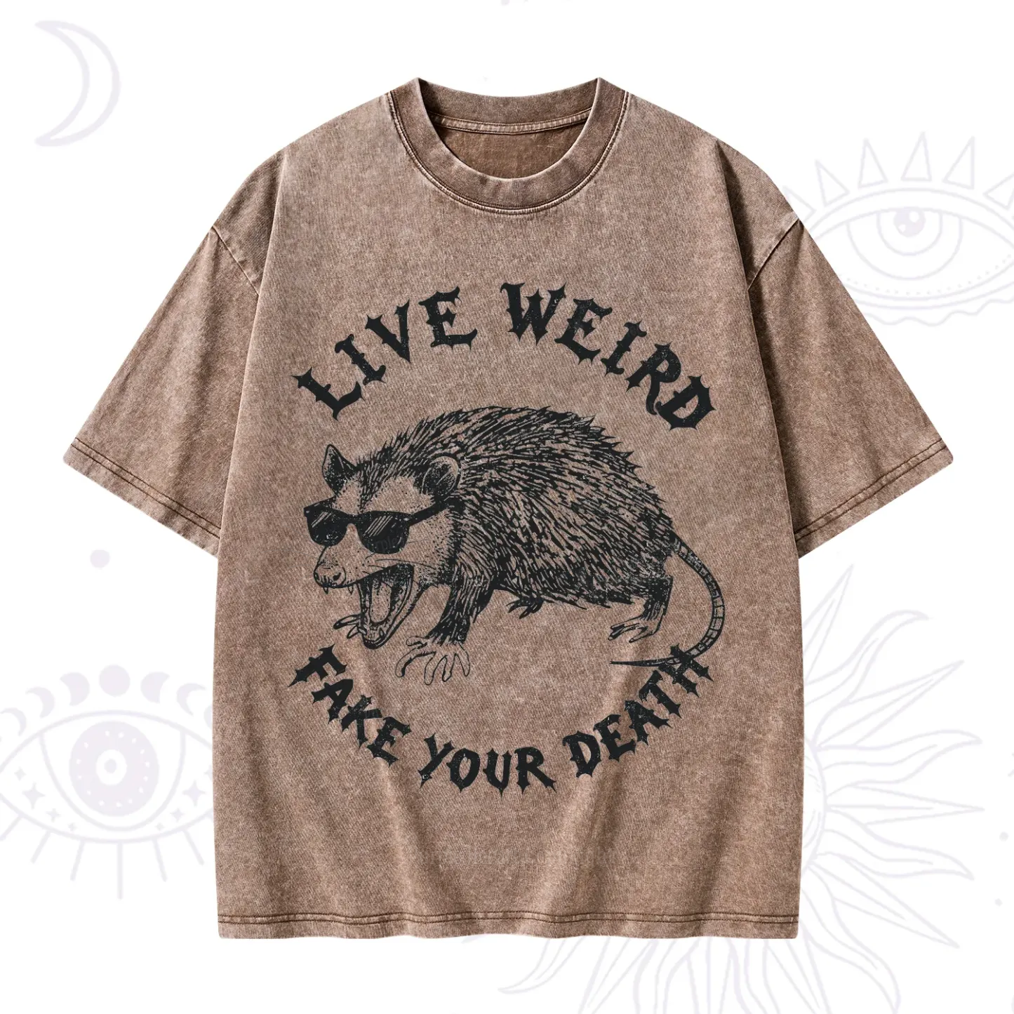 Purplehecate Live Weird Fake Your Death Silly Opossum Washed T-Shirt