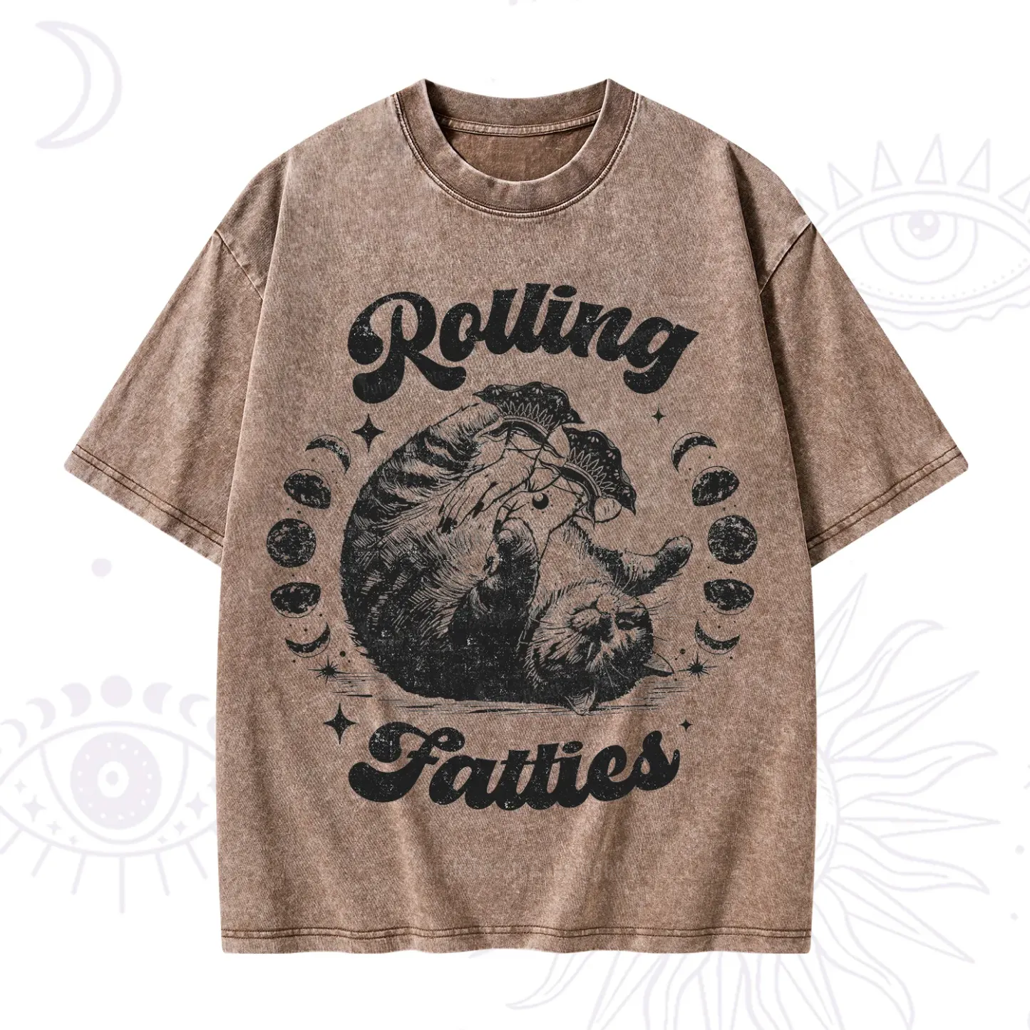 Purplehecate Funny Rolling Fatties Washed T-Shirt