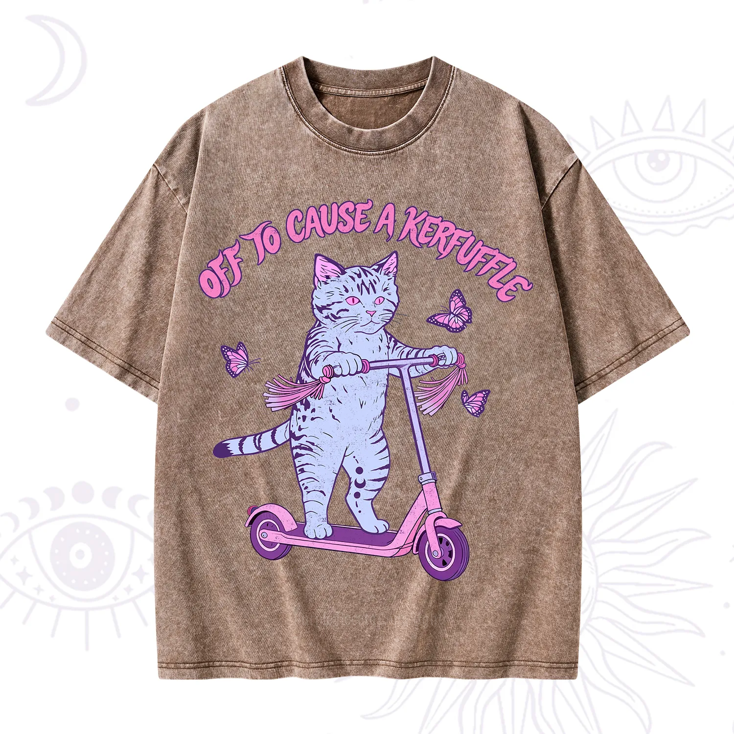 Purplehecate Off To Cause A Kerfuffle Cat Washed T-Shirt