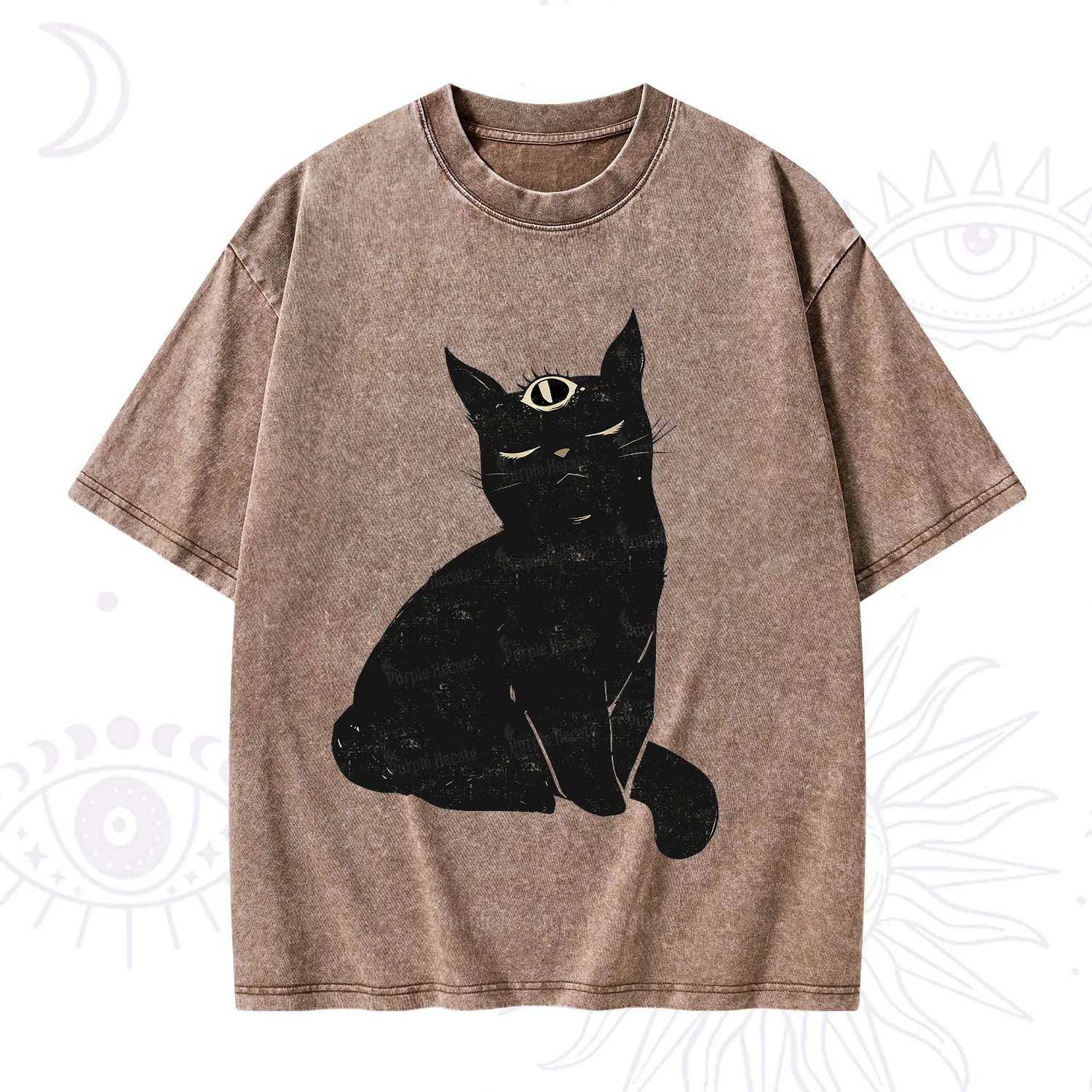 Purplehecate Third Eye Black Cat Washed T-Shirt