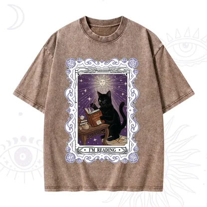 Purplehecate The Reading Cat Tarot Washed T-Shirt