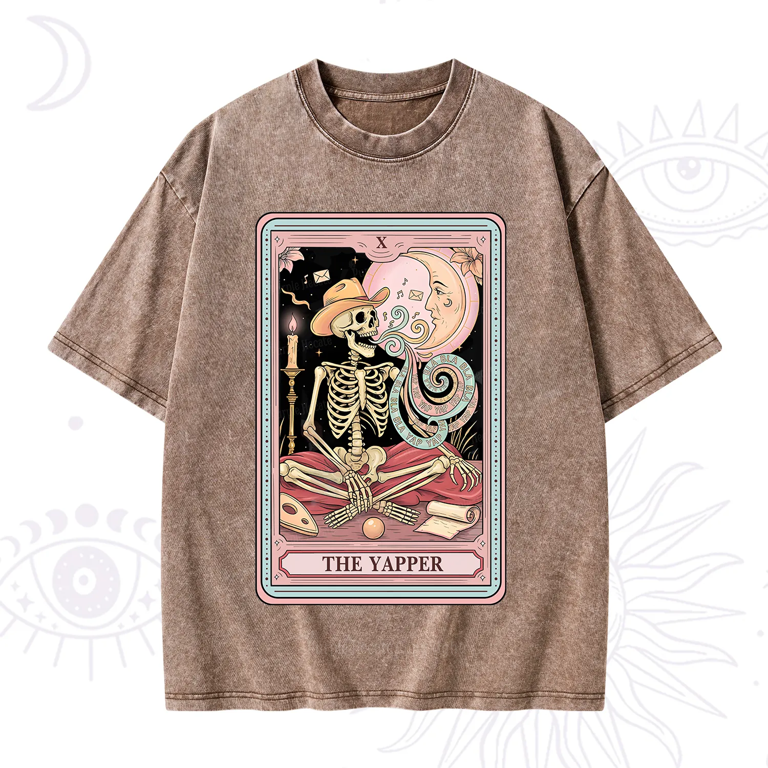 Purplehecate The Skeleton Yapper Tarot Washed T-Shirt