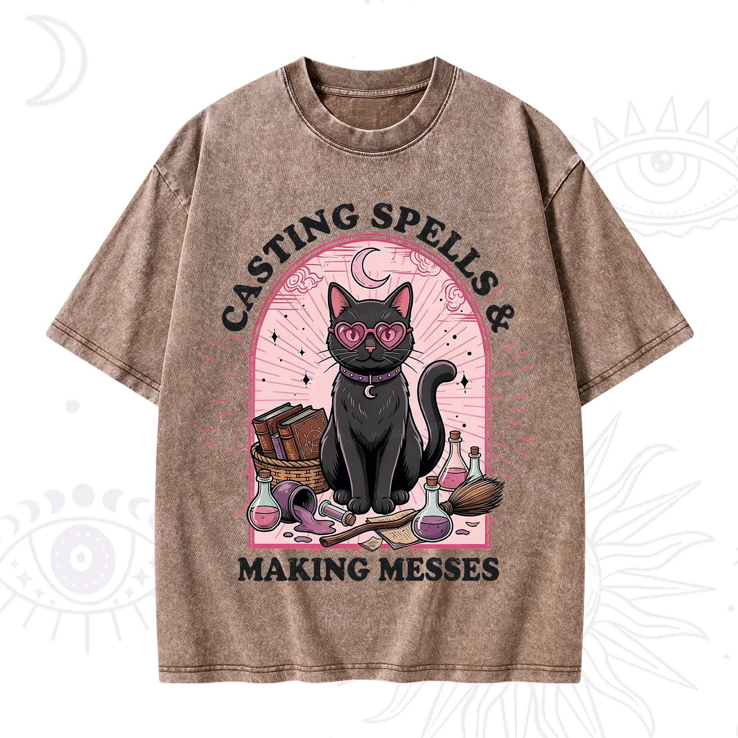 Purplehecate Casting Spells Making Messes Cat Washed T-Shirt