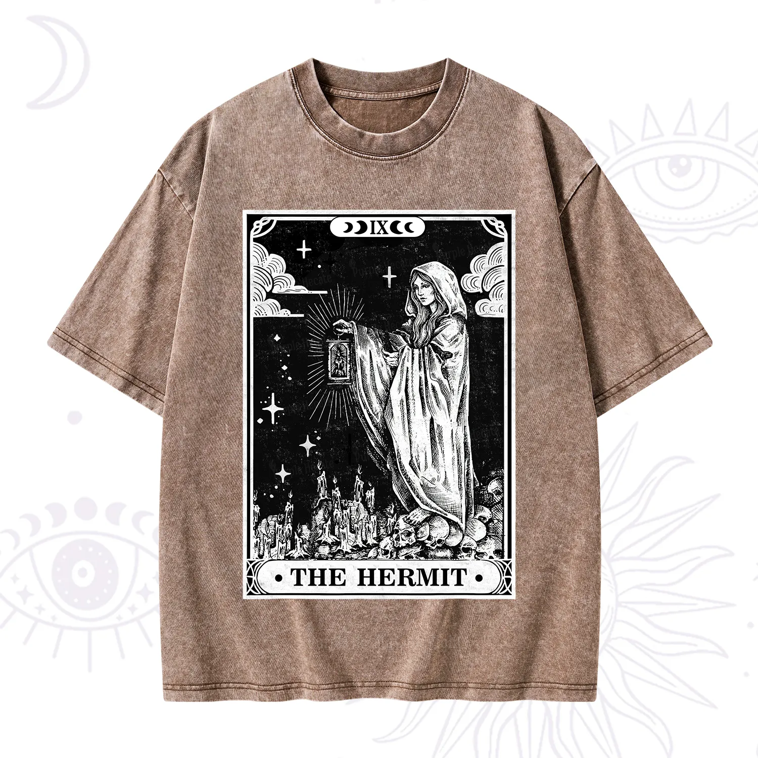 Purplehecate The Hermit Goddess Tarot Card Washed T-Shirt