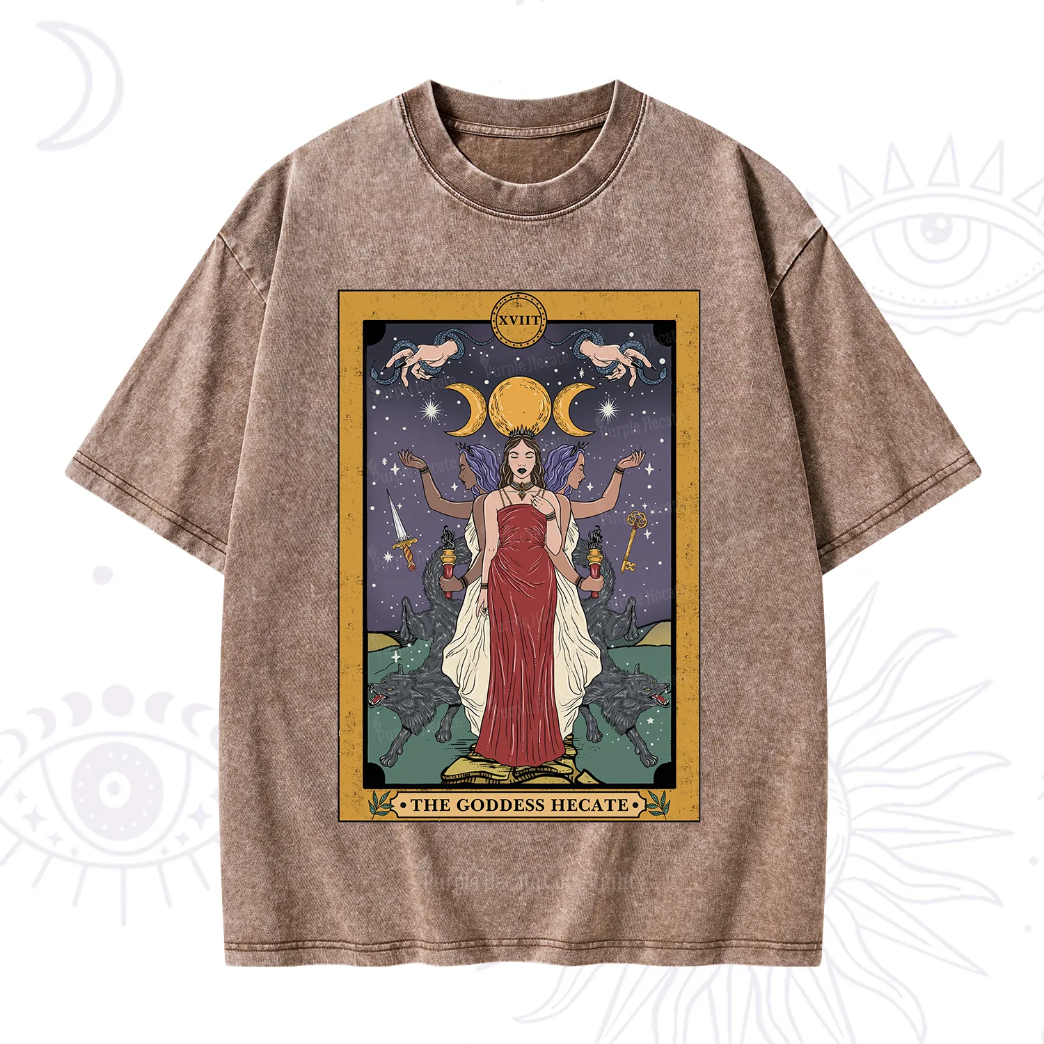 Purplehecate The Goddess Hecate Tarot Washed T-Shirt