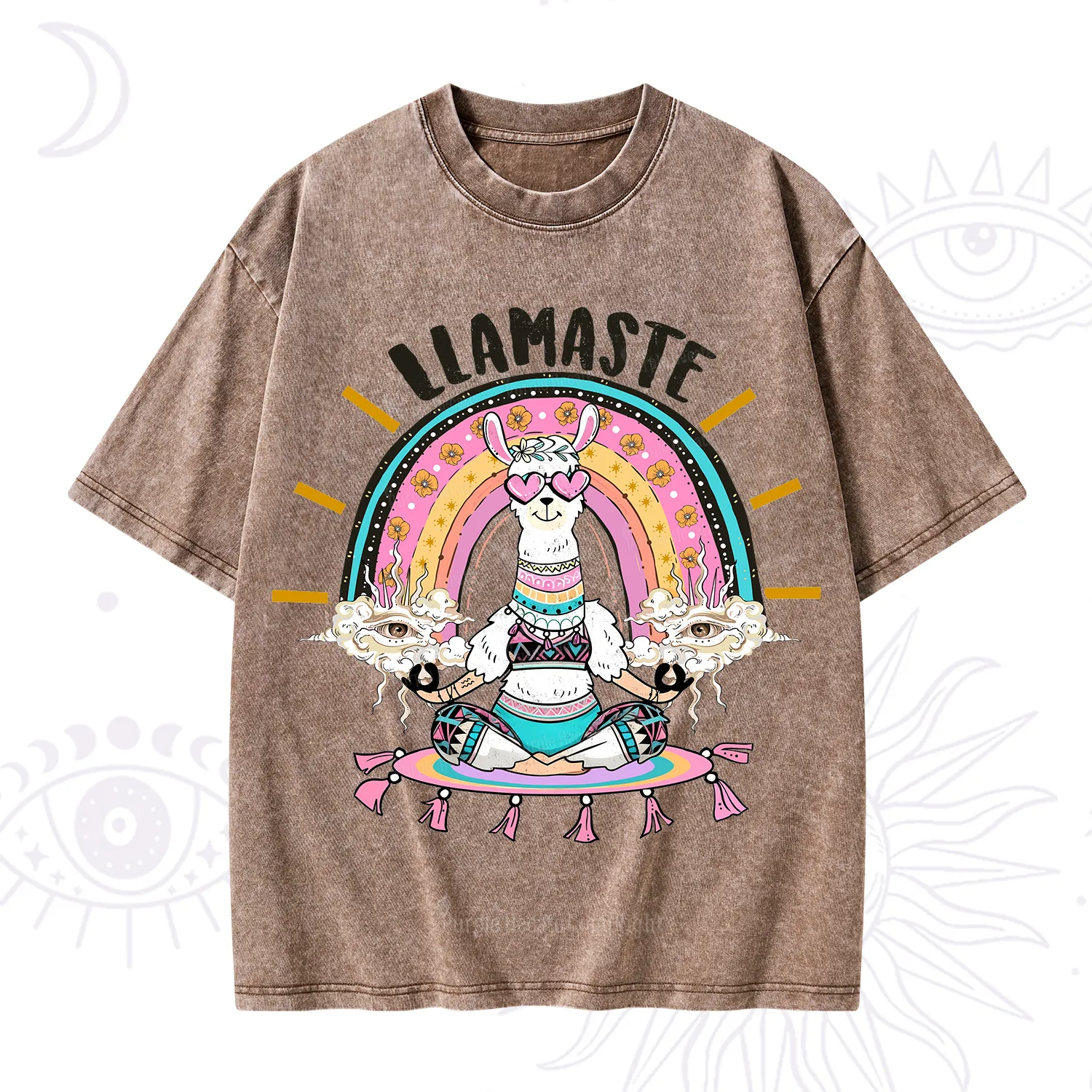 Purplehecate Llama Meditating Washed T-Shirt