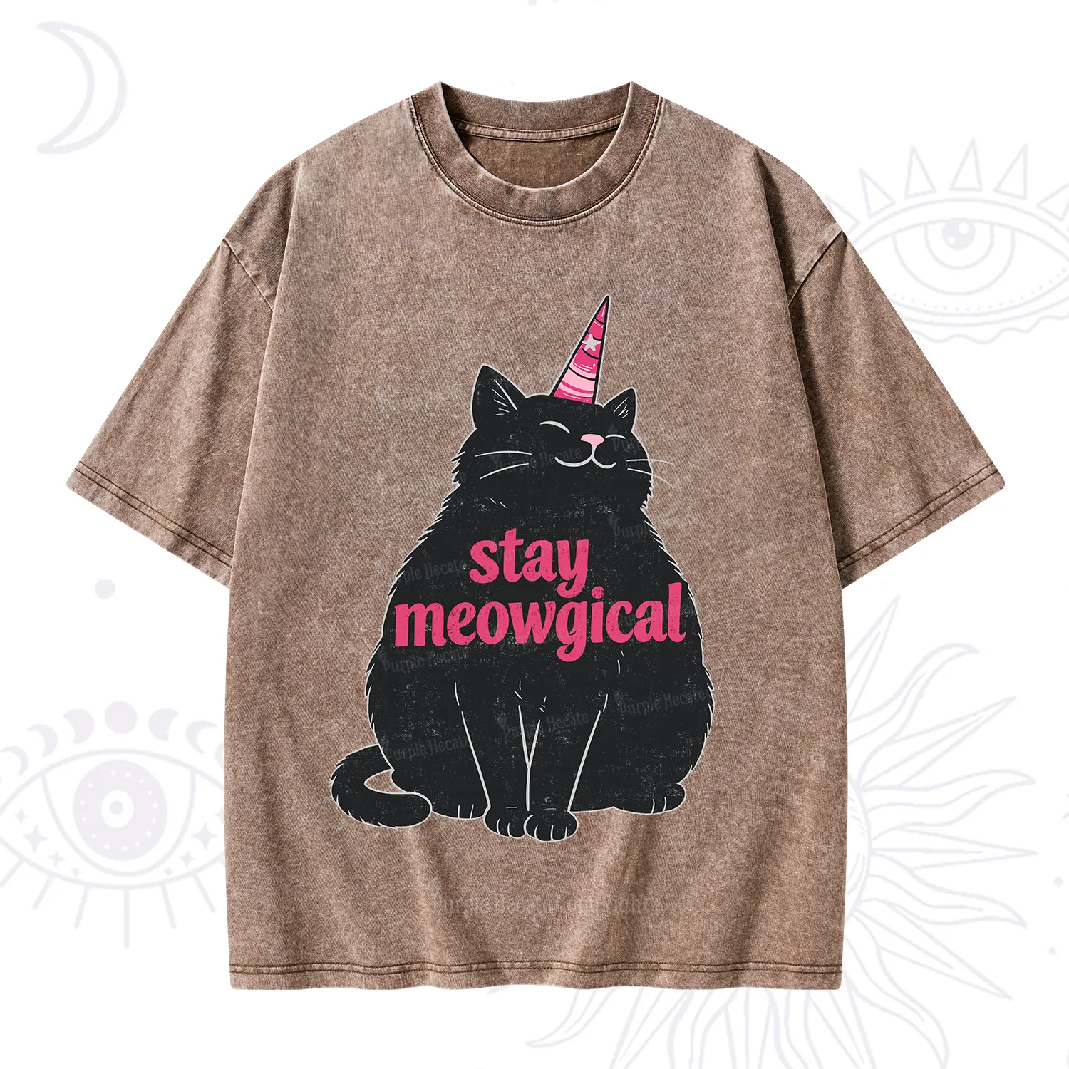 Purplehecate Stay Meowgical Washed T-Shirt