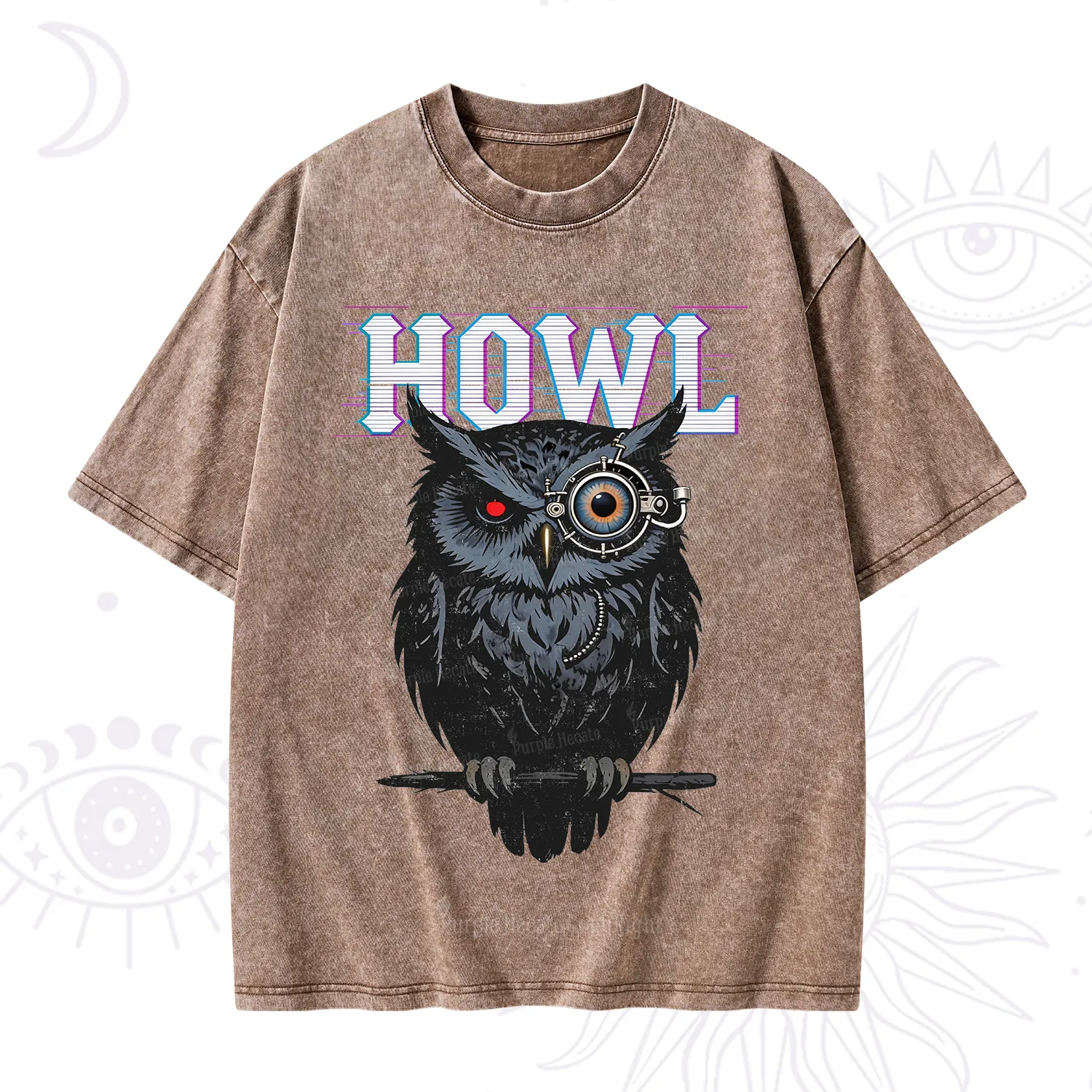 Purplehecate Howl Owl Washed T-Shirt