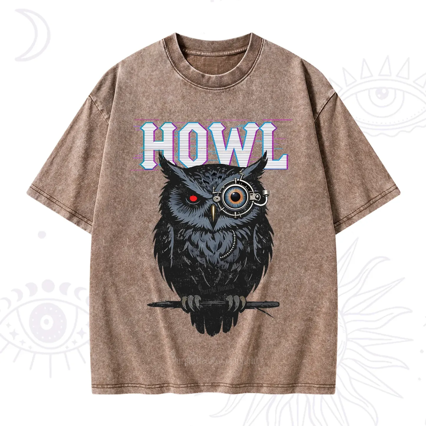 Purplehecate Howl Owl Washed T-Shirt