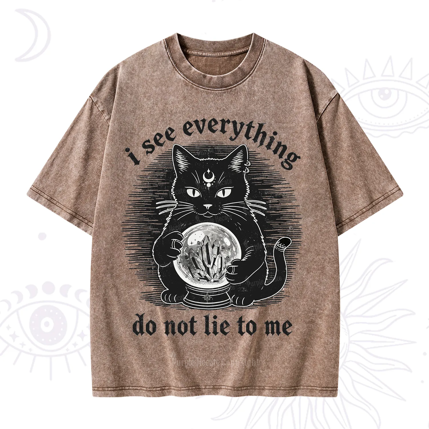 Purplehecate All Seeing Cat Washed T-Shirt