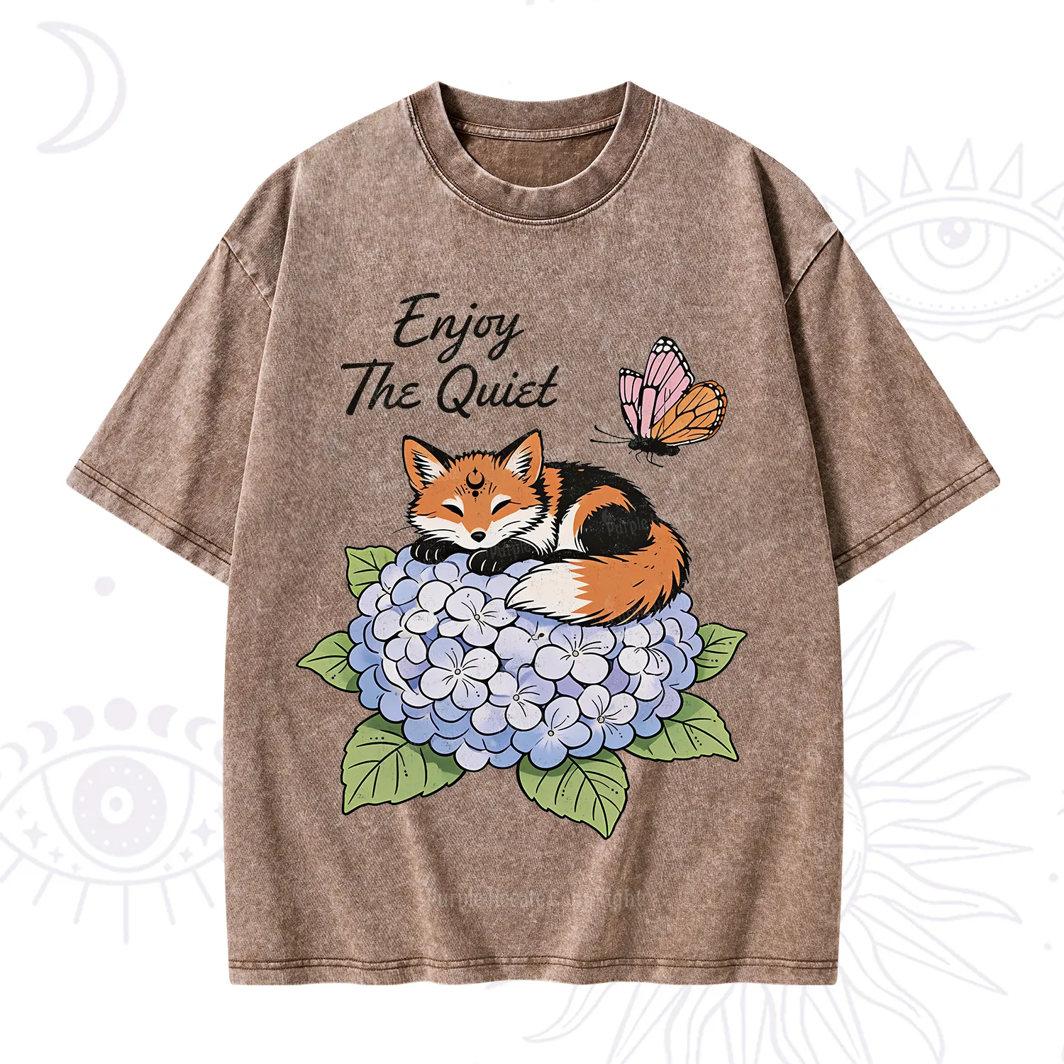 Purplehecate Enjoy The Quiet Fox Washed T-Shirt