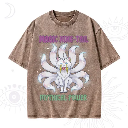 Purplehecate Magic Nine Tail Cat Washed T-Shirt