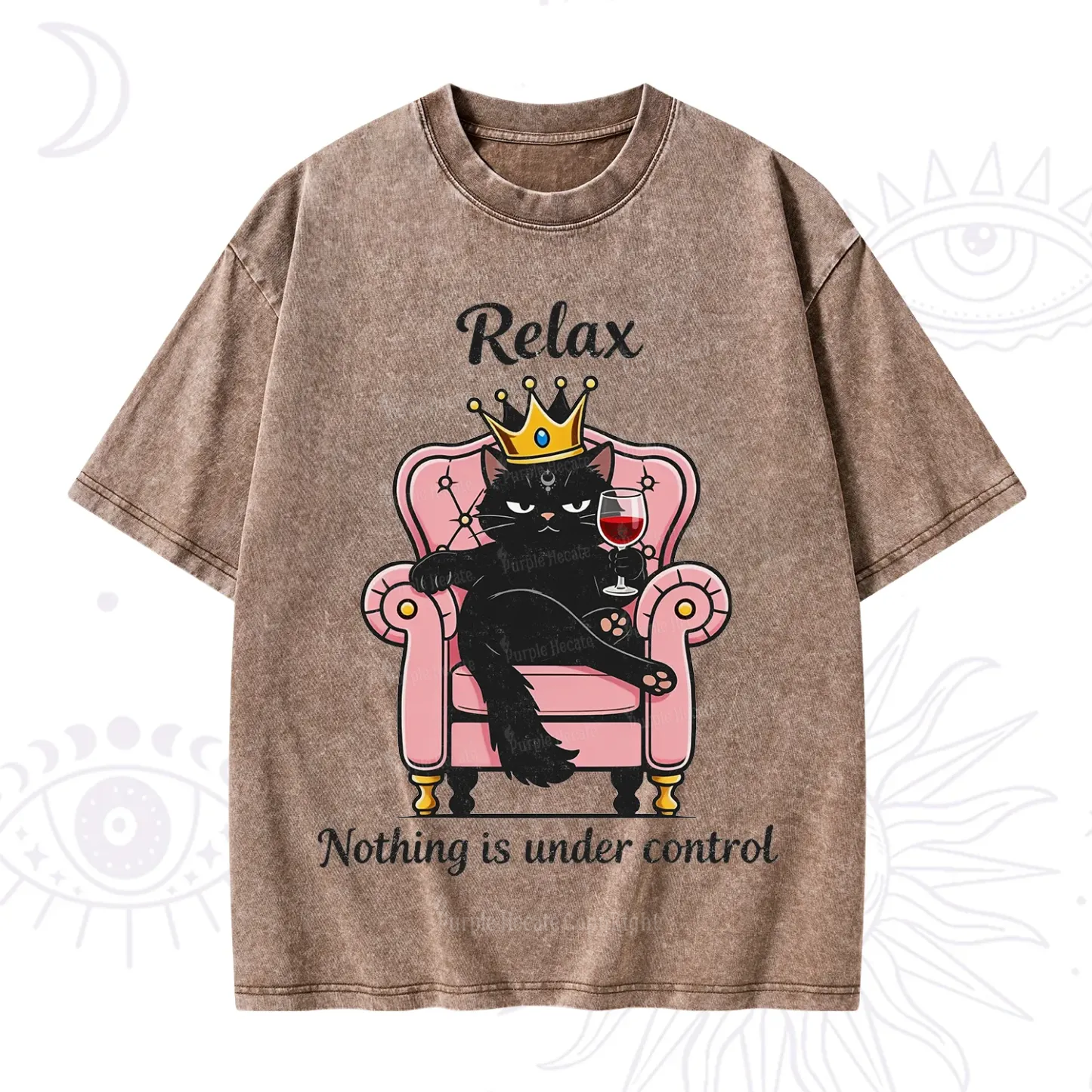 Purplehecate Relax Nothing Is Under Control Washed T-Shirt