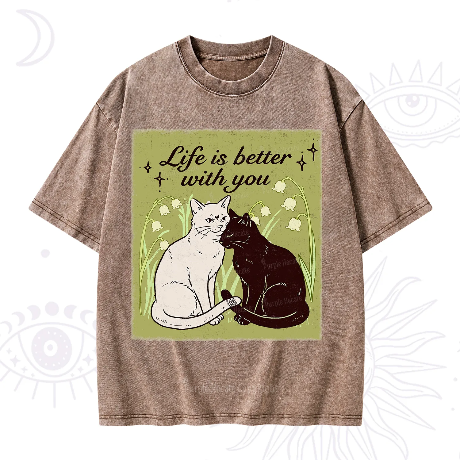 Purplehecate Life Is Better With a Cat Washed T-Shirt
