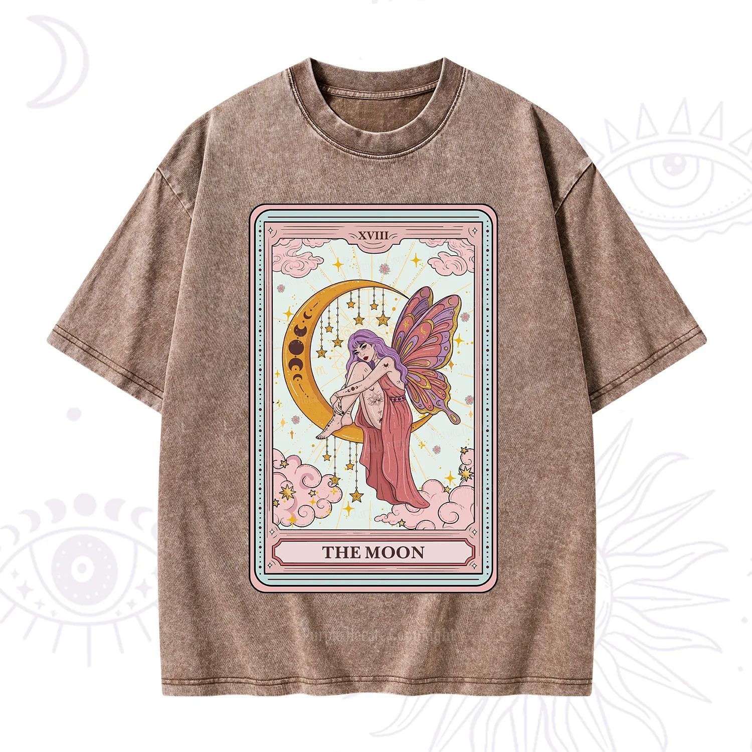 Purplehecate The Moon Tarot Washed T-Shirt