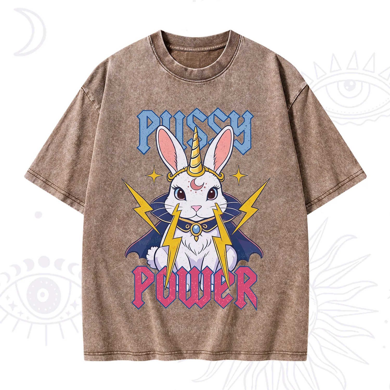 Purplehecate Pussy Power Magic Bunny Washed T-Shirt