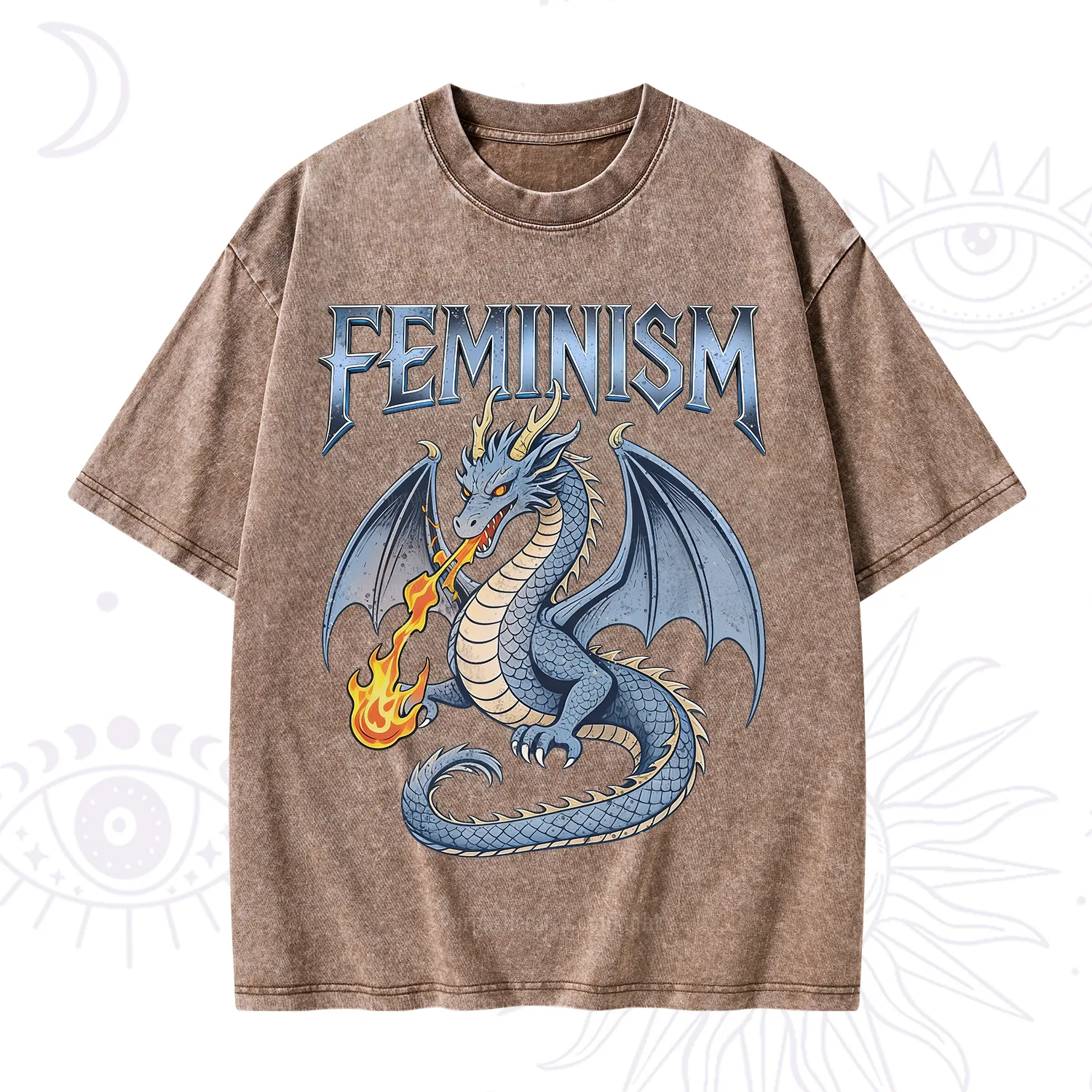 Purplehecate Feminism Dragon Fantasy Washed T-Shirt