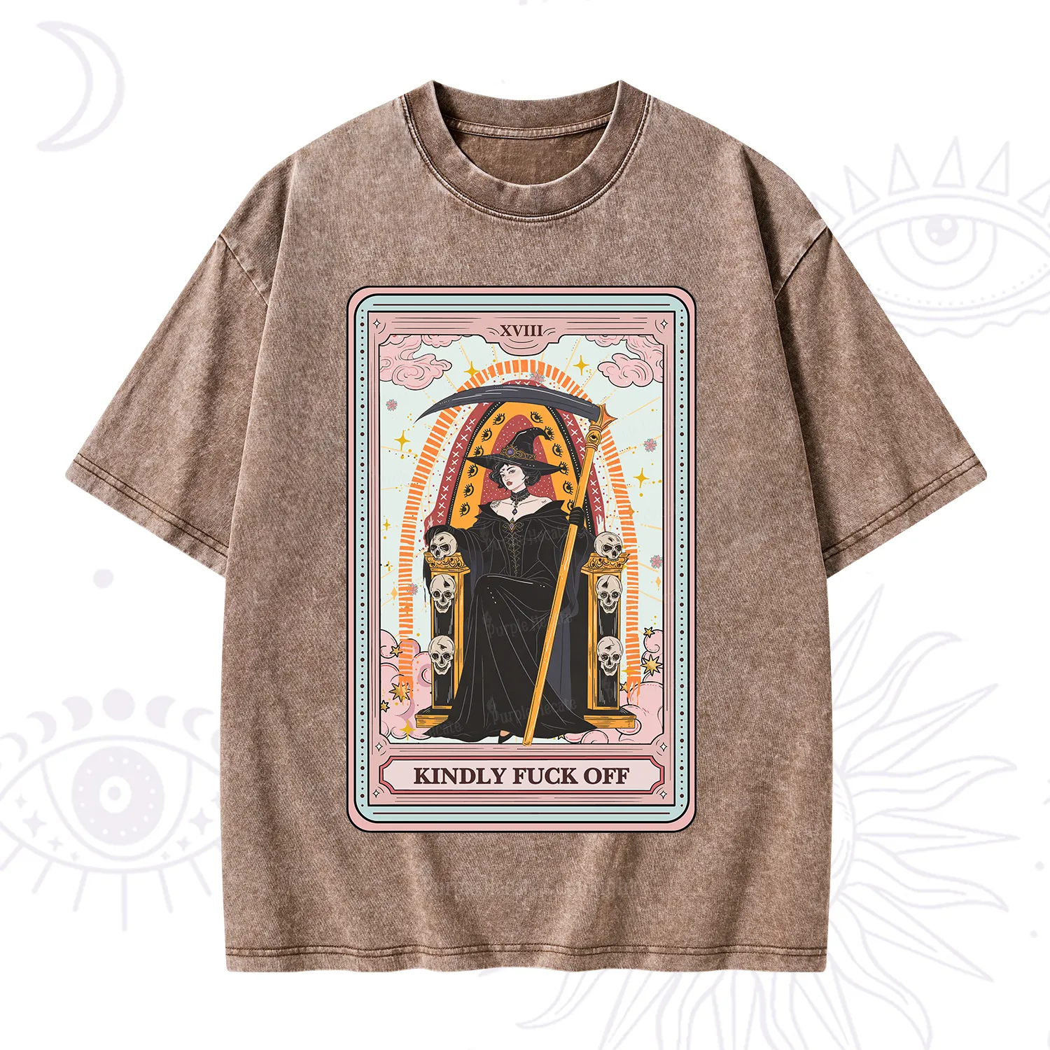 Purplehecate The Kindly Fuck Off Tarot Washed T-Shirt