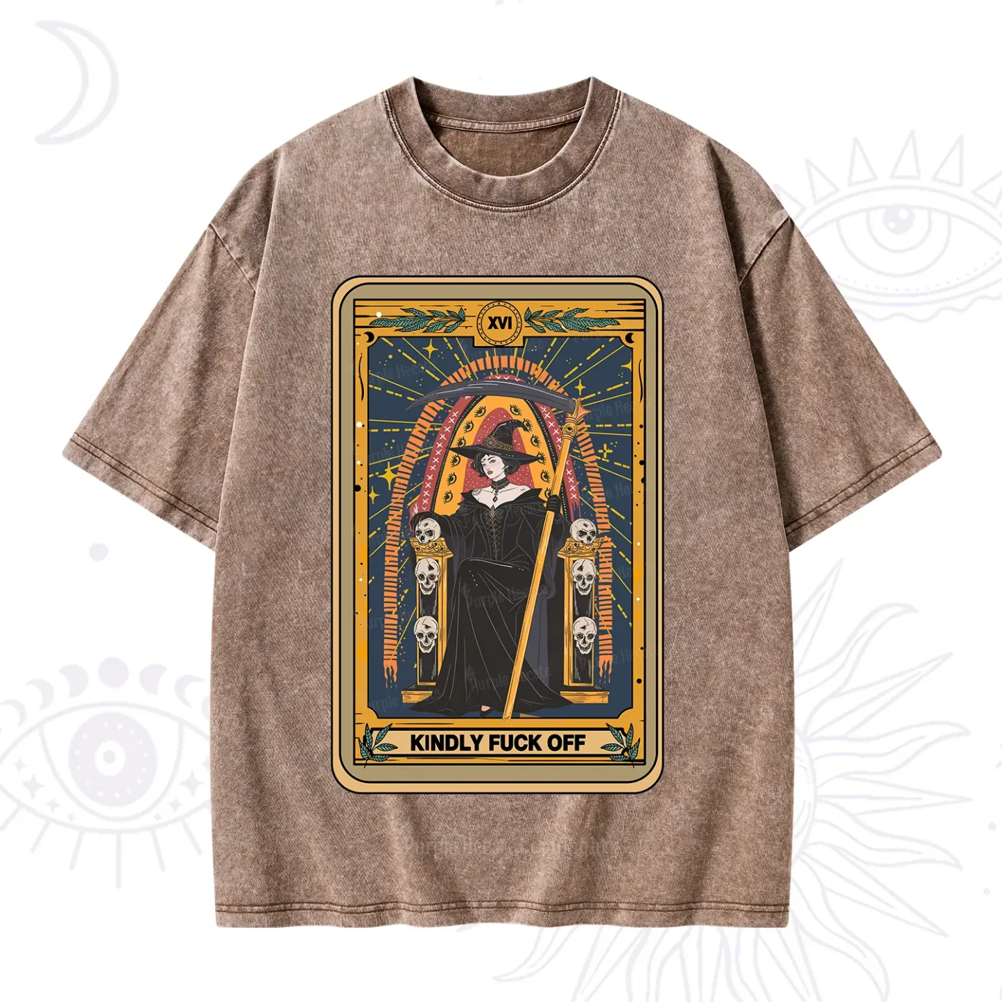 Purplehecate The Kindly Fuck Off Tarot Washed T-Shirt