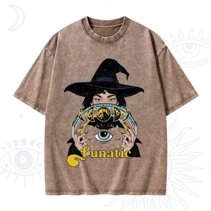 Purplehecate Witch of the Lunatic Moon Phase Washed T-Shirt