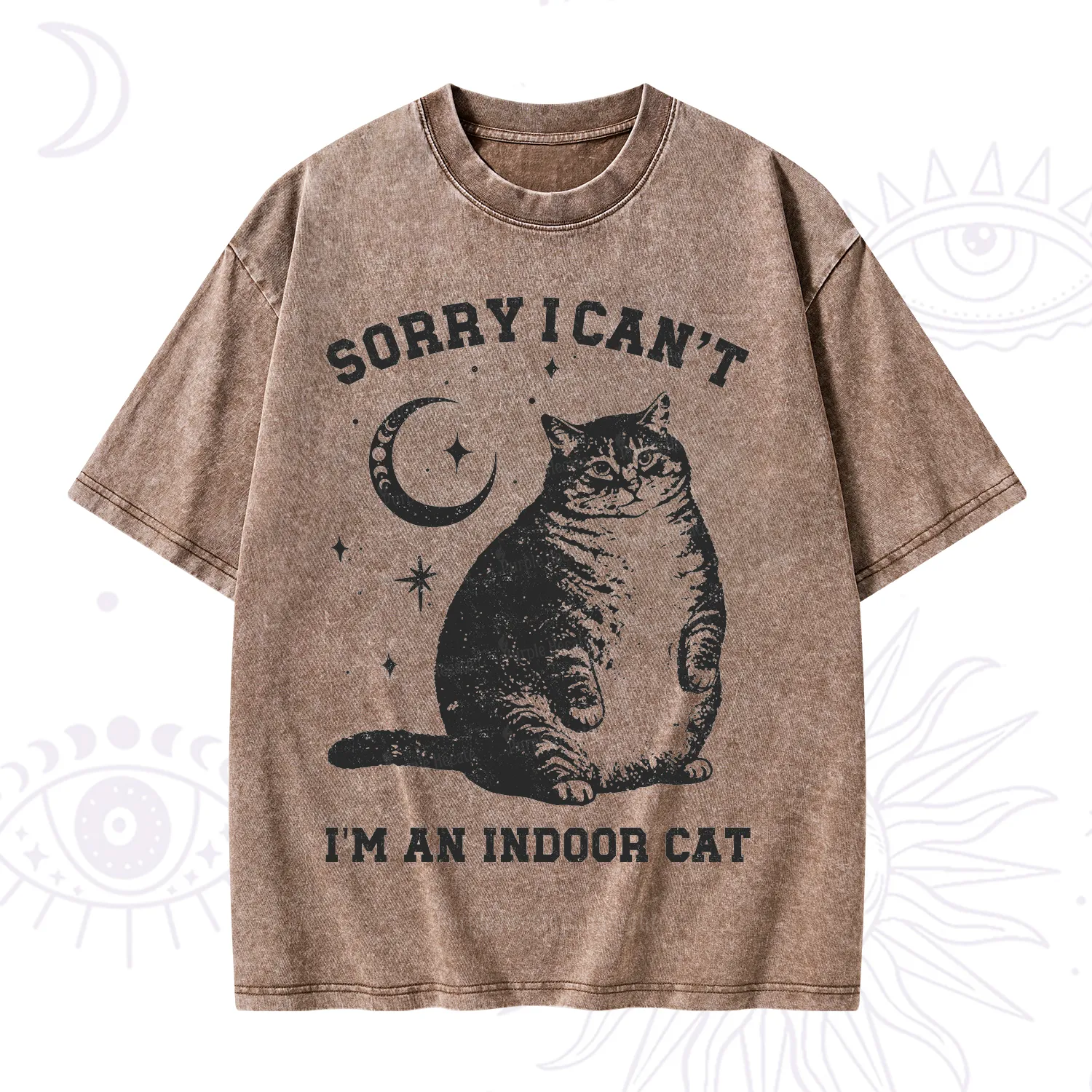 Purplehecate Sorry I Can't Go I'm an Indoor Cat Washed T-Shirt