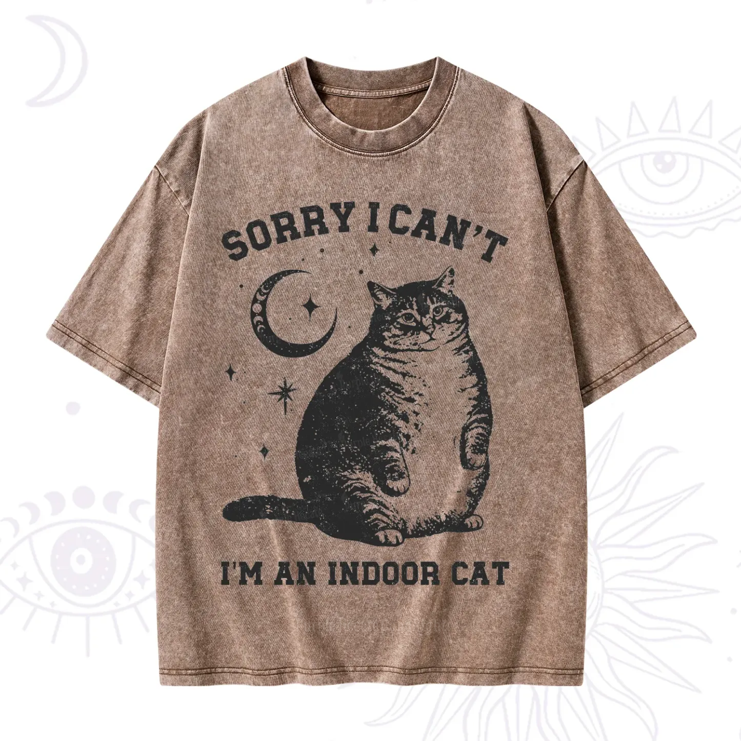 Purplehecate Sorry I Can't Go I'm an Indoor Cat Washed T-Shirt