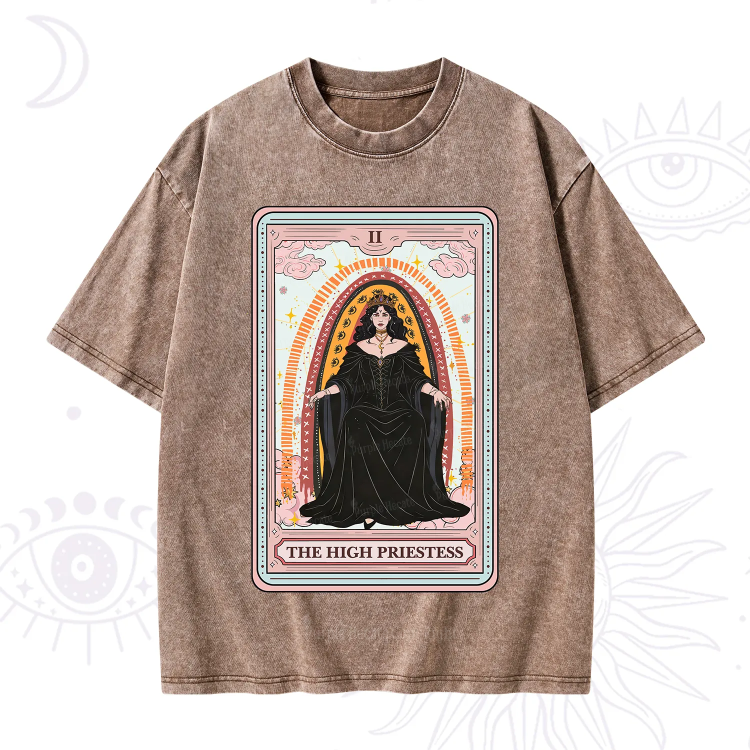 Purplehecate The High Priestess Tarot Washed T-Shirt