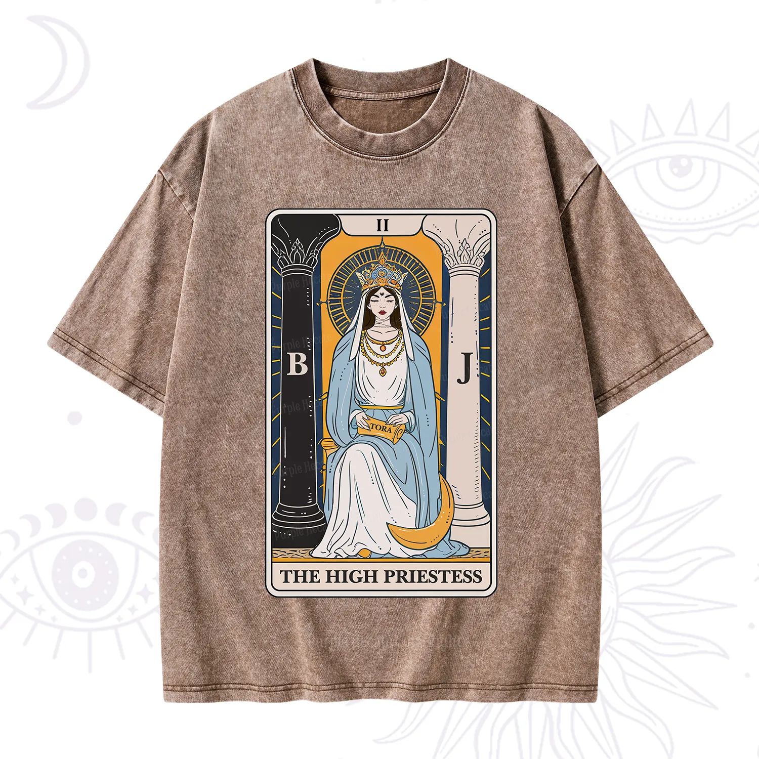 Purplehecate The High Priestess Tarot Card Washed T-Shirt
