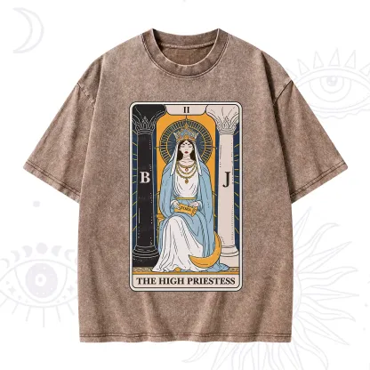 Purplehecate The High Priestess Tarot Card Washed T-Shirt