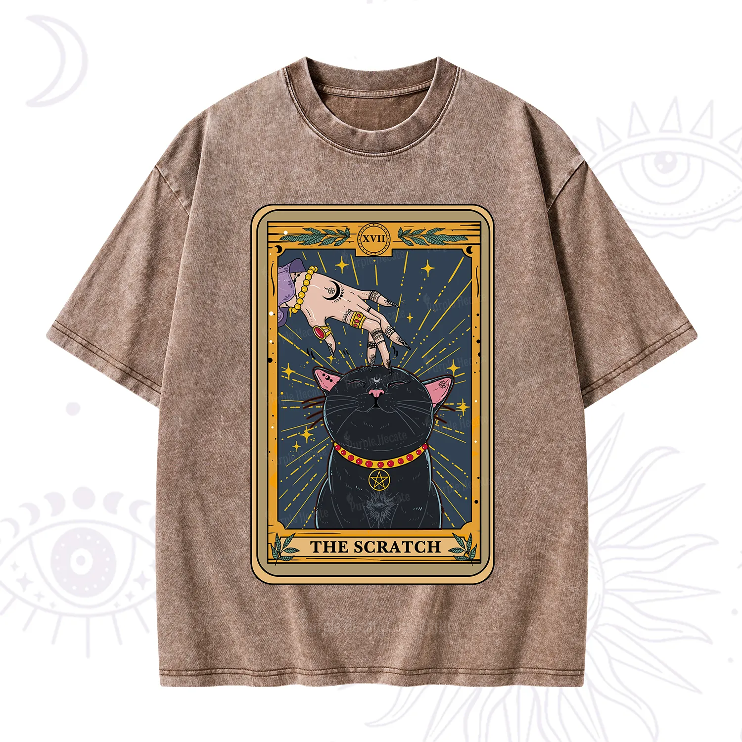 Purplehecate The Scratch Cat Tarot Washed T-Shirt