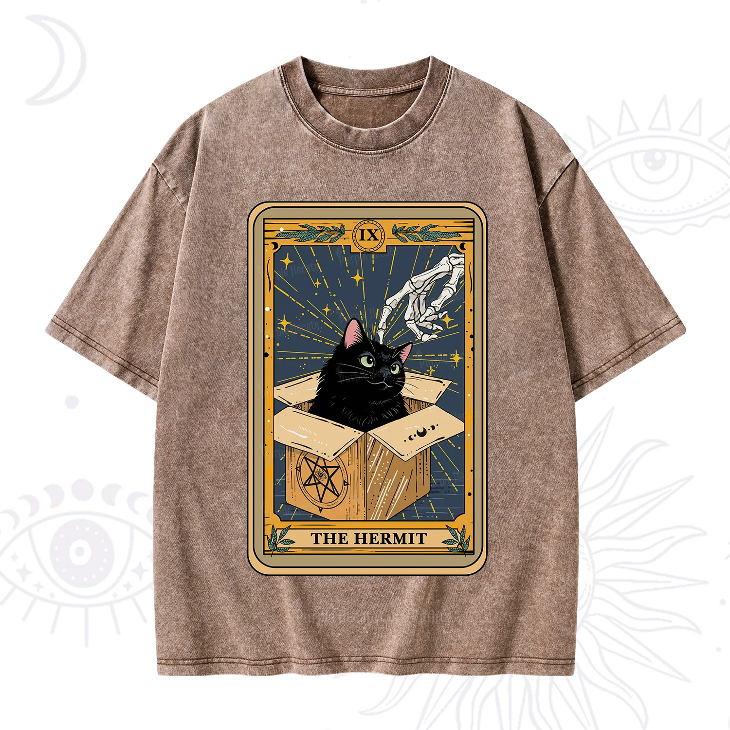Purplehecate The Hermit Cat Tarot Washed T-Shirt