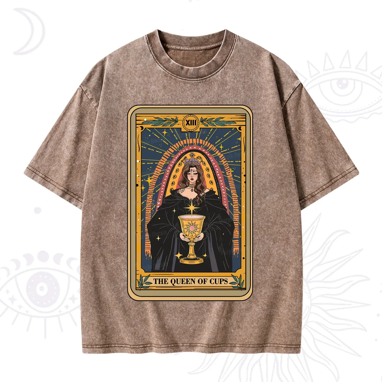 Purplehecate The Queen of Cups Tarot Washed T-Shirt