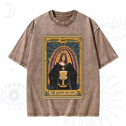 Purplehecate The Queen of Cups Tarot Washed T-Shirt