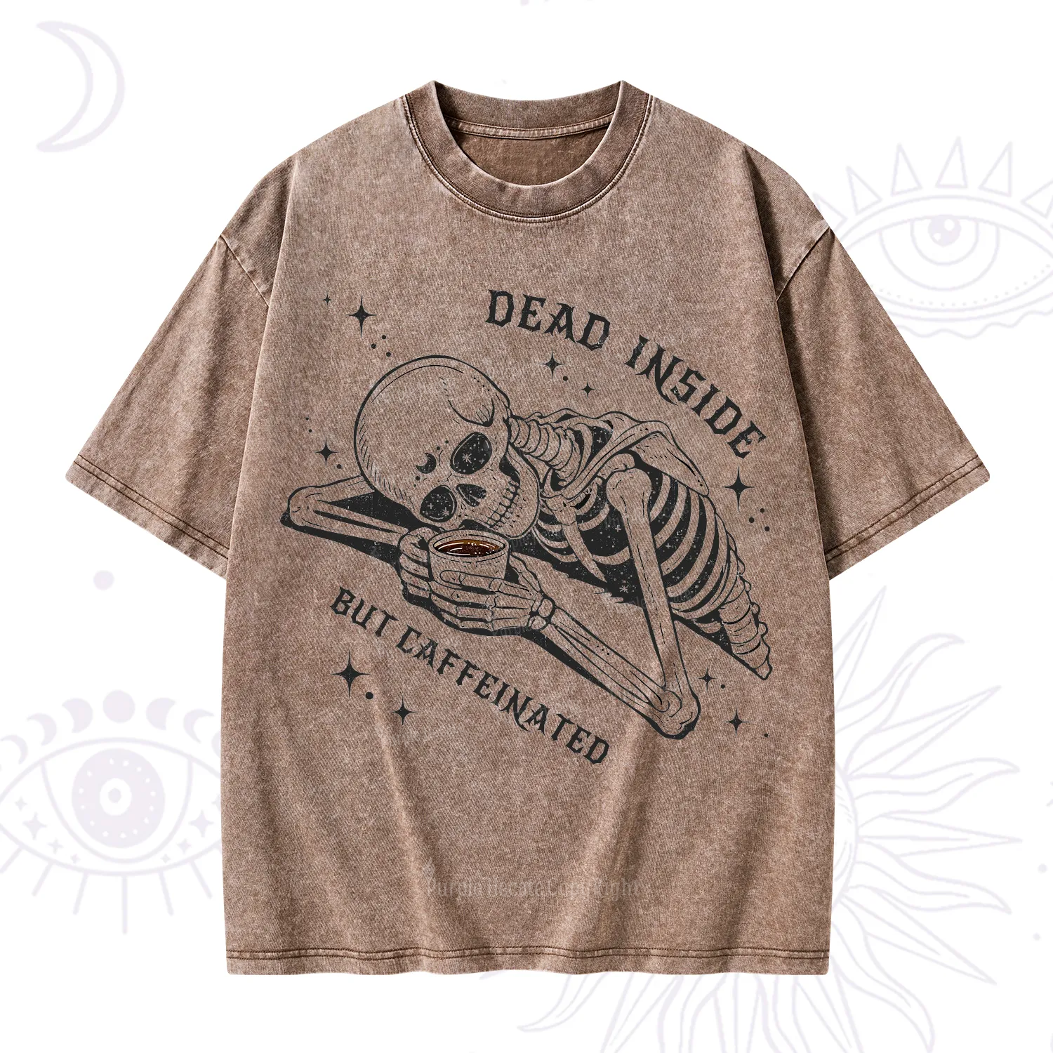 Purplehecate Dead Inside But Caffeinated Washed T-Shirt