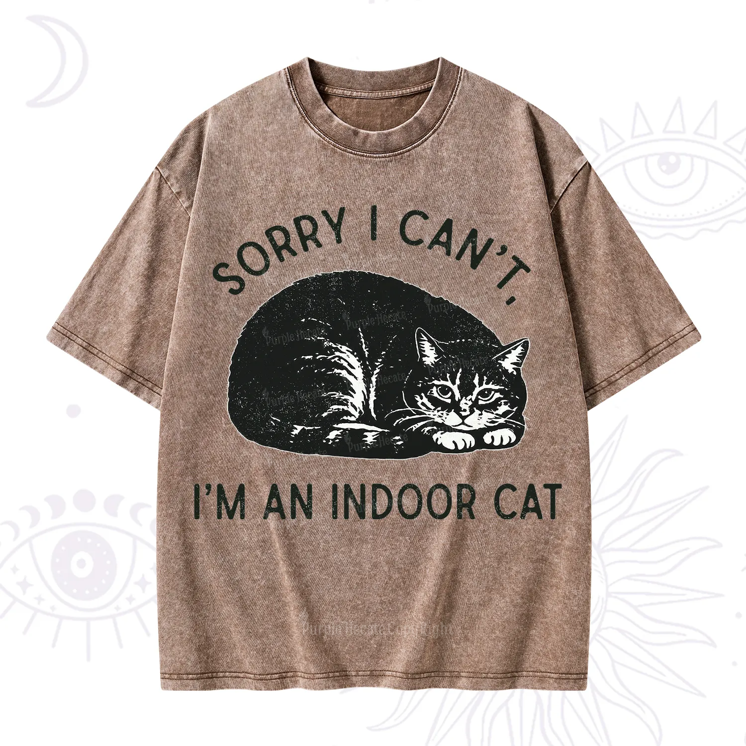 Purplehecate Sorry I Can't I'm an Indoor Cat Washed T-Shirt