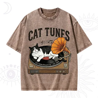 Purplehecate Cat Tunes Washed T-Shirt